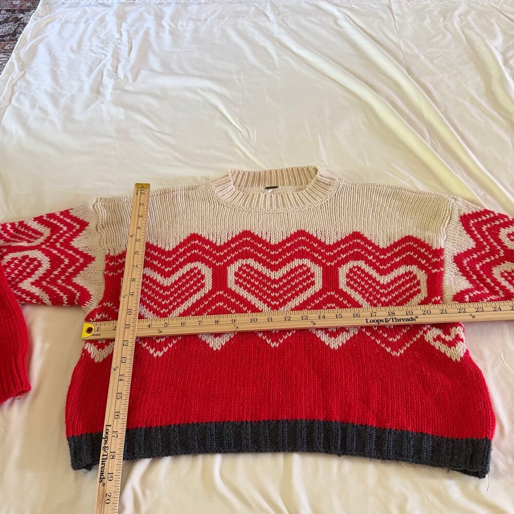 Free People Heart Knit Mock Neck Pullover Sweater L Wool Alpaca - Picture 9 of 9
